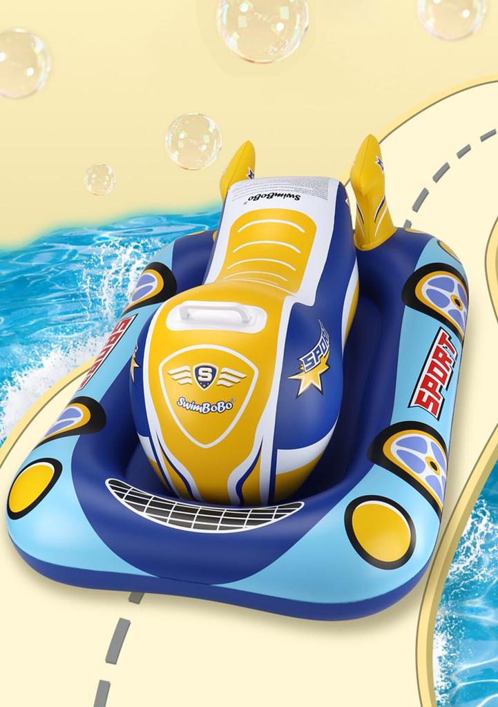 YXTC Baby Float, Jet Ski, Baby Taming, Ride-On Rider, Joyrider, Ride-On, Watercraft-Shaped Float with Handle, for Ages 3+, Pool and Beach Use (Blue)