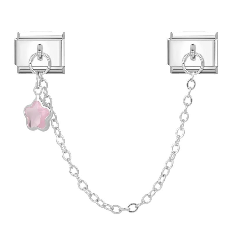 Star Butterfly Heart Zircon Round Pearls Tassel Chain Italian Charm Links Fit 9mm Bracelet Stainless Steel Women DIY Making Gift