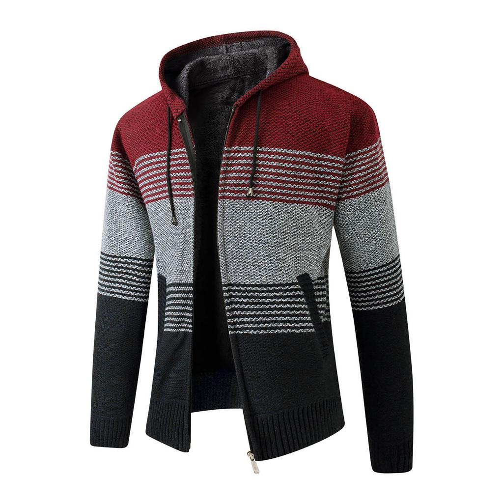 Und Winter Herrenmode Lockerer Cardigan Warmer Revers Kapuzenjacke Pullover