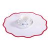 6/4pcs French Fabric Lace Placemat with Edging Polyester Cotton Insulation Pad Dining Table Decor Mat Wave Edge White Placemat