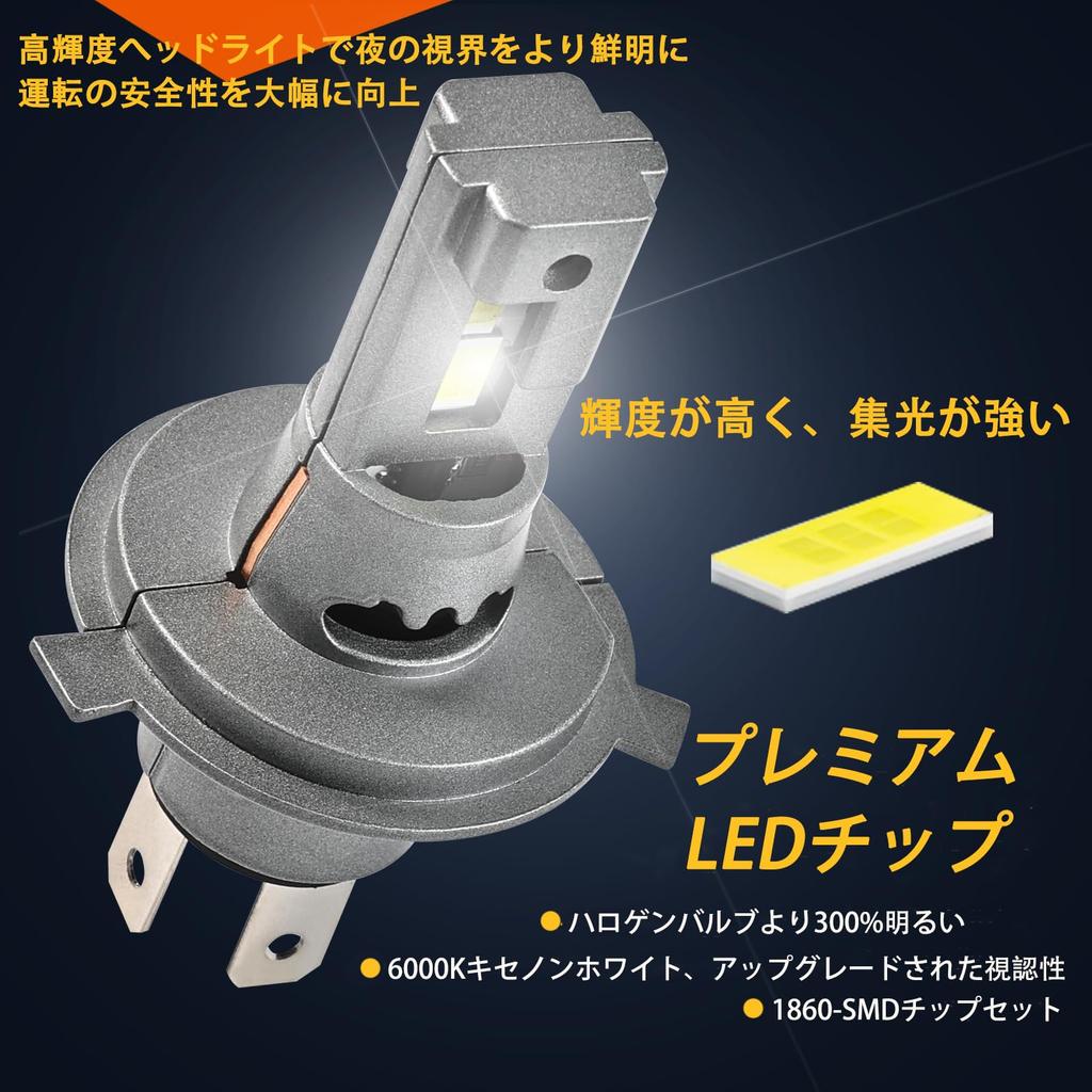 AUTOXBERT H4 Motorcycle LED Headlight Bulb, H4/9003 Fog Lamp, 6000K, 50 W, 5x Brightness,