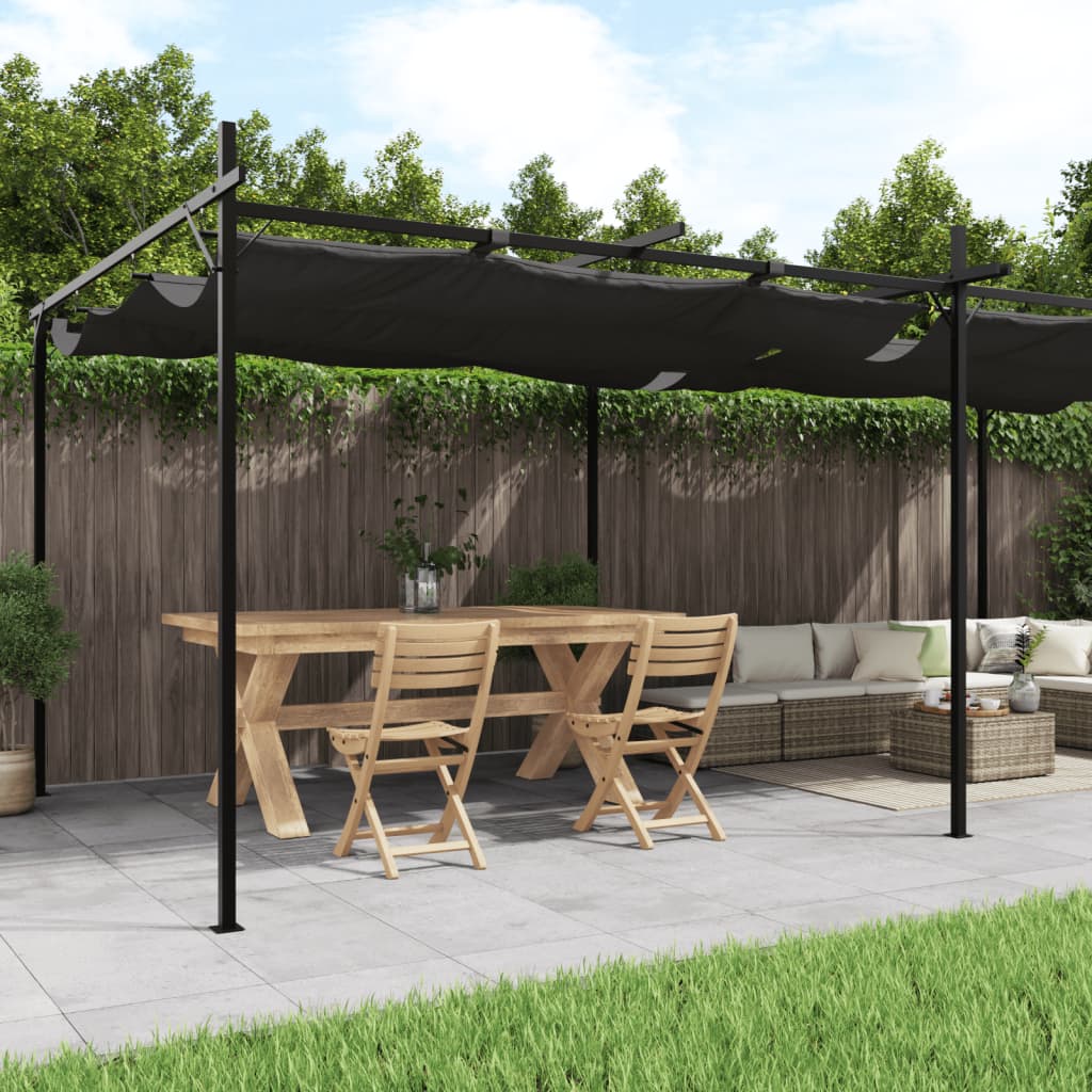Pergola with Sliding Roof Anthracite Grey 589 X 292 X 230 Cm