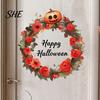 Einfach abziehen und aufkleben Wandbilder Halloween-Kranz Wandaufkleber, Glückliche Girlande Aufkleber, Retro Herbstkürbis Innen Außen Feiertagsdekorationen & Rose