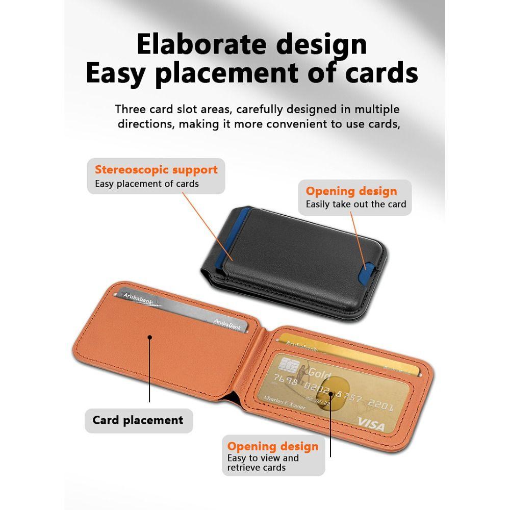 Foldable Wallet for Magsafe Safety Anti-theft Phone Card Holder Strong Adsorption PU Leather for iPhone 16/15/14/13/12 Series