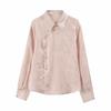Fashion Style 2024 Spring New Arrival Women's Fashion All-Match National Style Stylish Long Sleeves Jacquard Slub Button Shirt