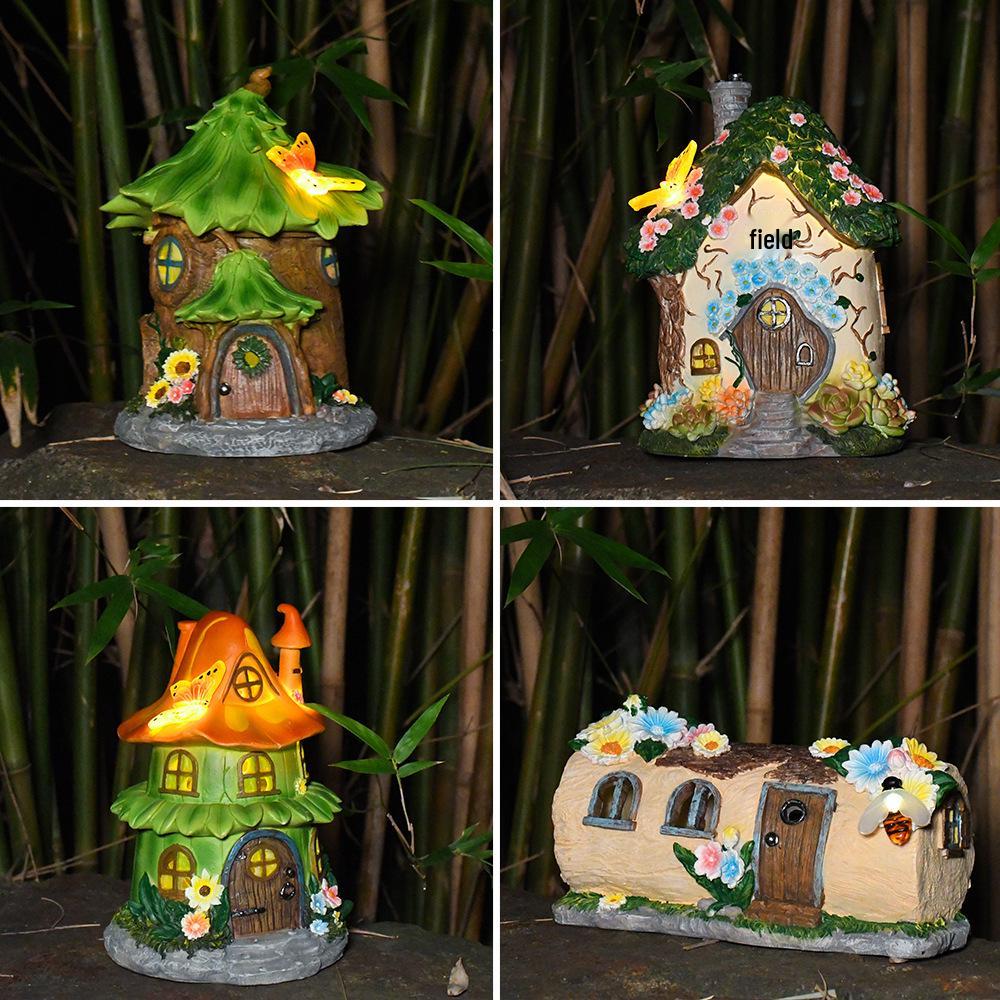 Solar-Powered Resin Fairy Garden Lamp 