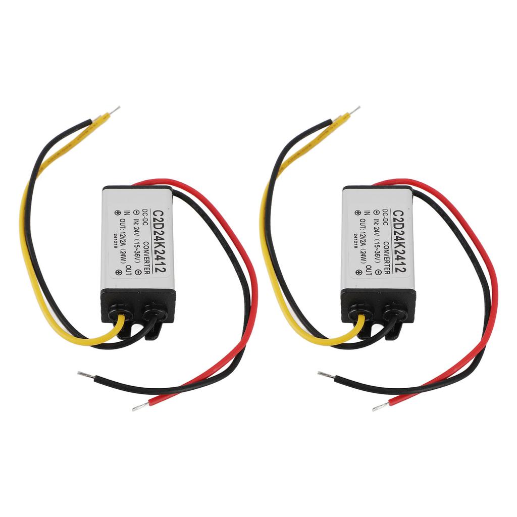 2pcs to voltage converter, 24V to 12V step-down power regulator for vehicles, boats, solar systems, IP68 sling, operating temperature -40-+80
