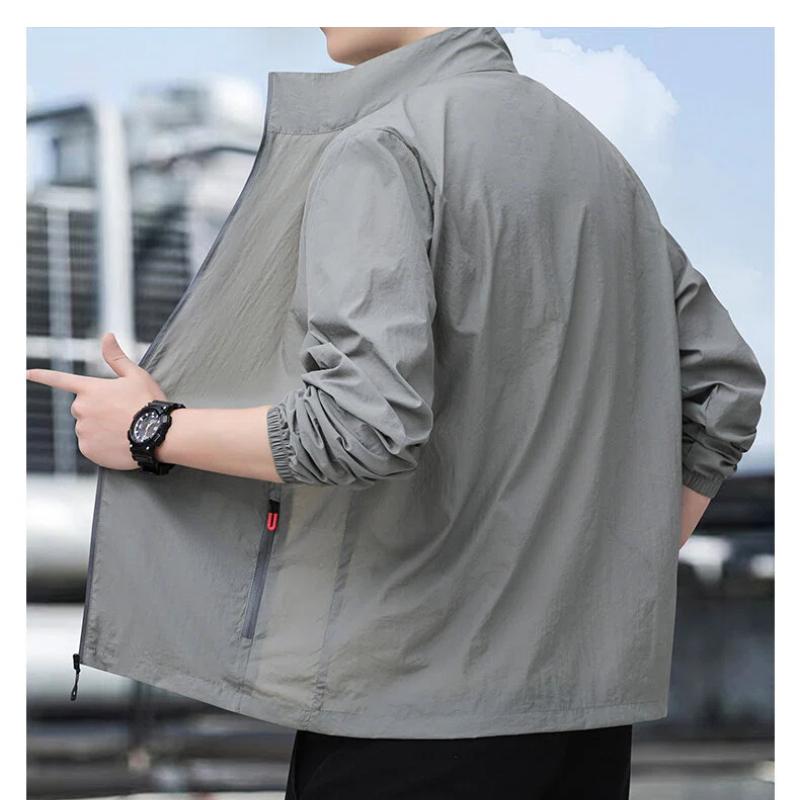 Spring Autumn Stand Collar Solid Cardigan Jacket Men Casual Fashion All-match Zipper Coat