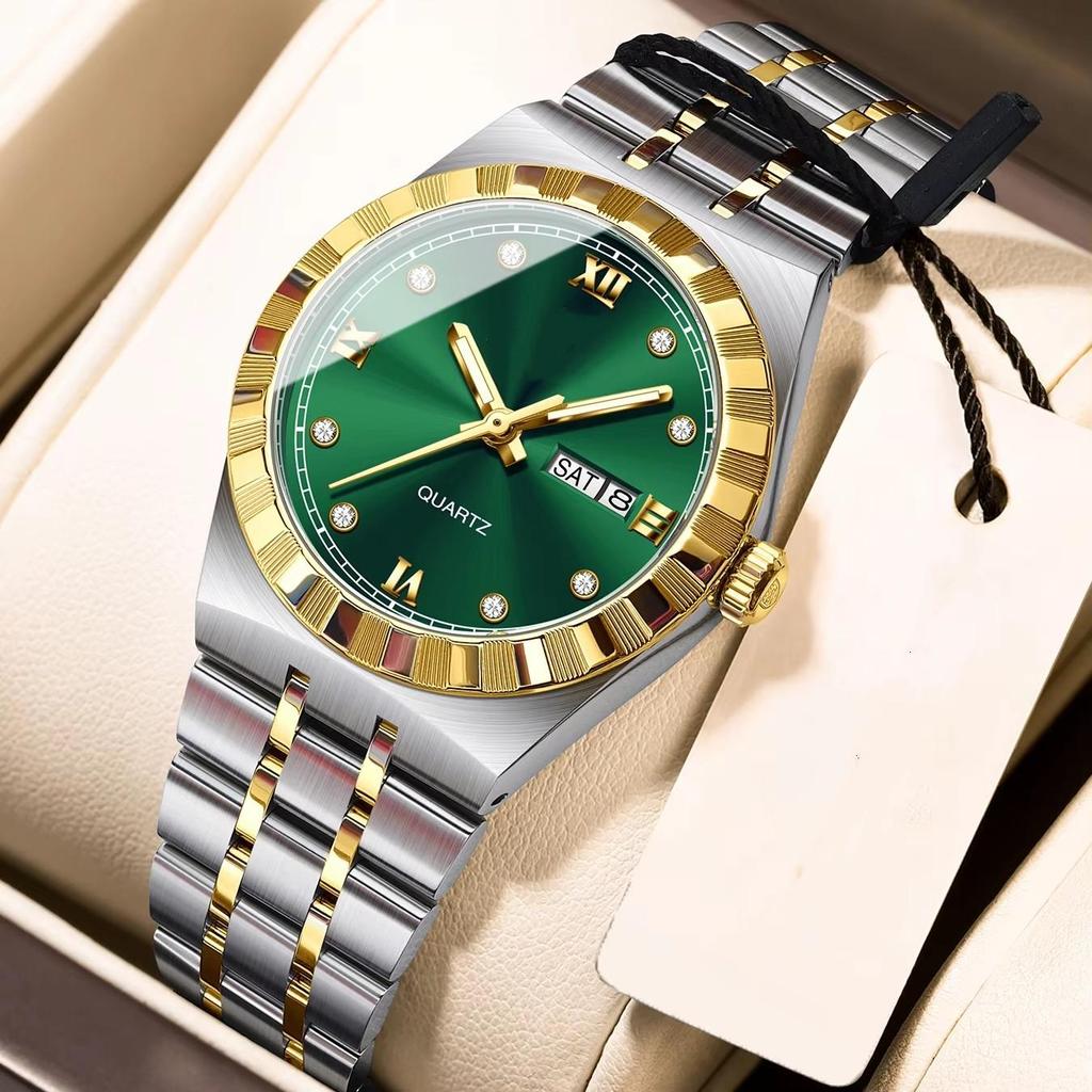 Women Quartz Watch Luminous Waterproof Week Date Wristwatch Stainless Steel Watches