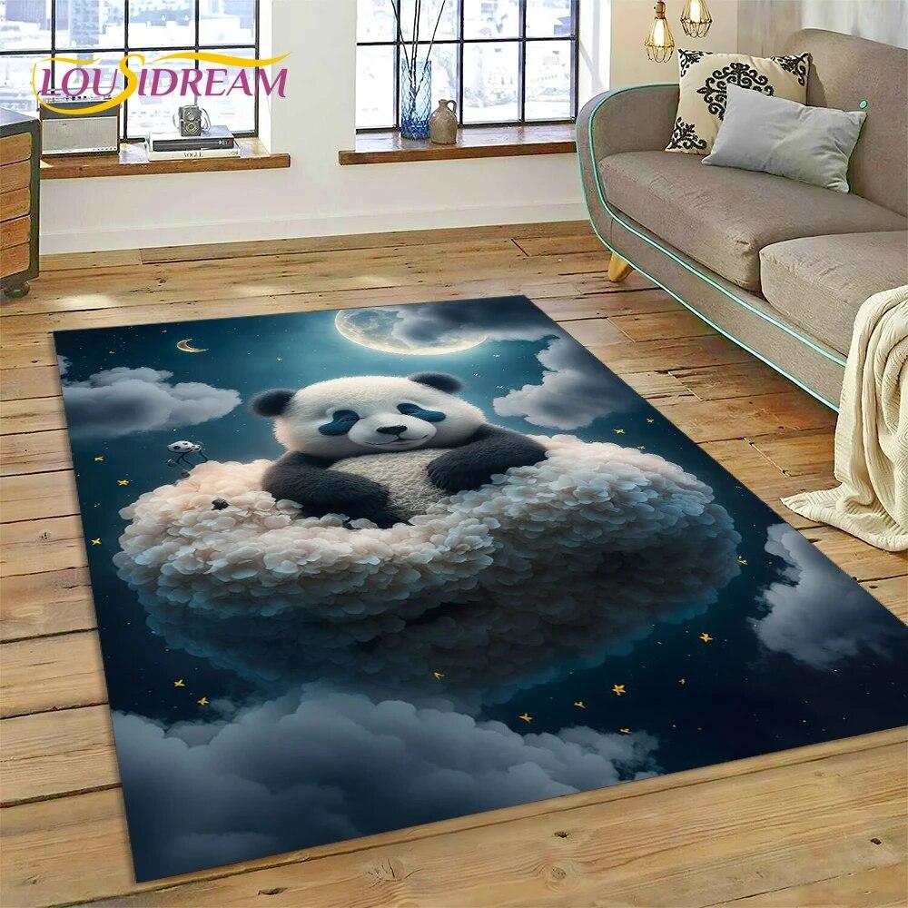 Dream Cute Panda Cartoon Animal Carpet Rug for Home Living Room Bedroom Sofa Doormat Decor,Kids Play Area Rug Non-slip Floor Mat