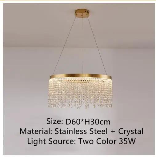 Nordic Round Bedroom Led Chandelier Living Room Restaurant Hotel Cafe Personality Fashion Home Crystal Decorative Lighting