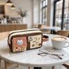 Canvas Pen Pouch Large Capacity Pencil Pouch New Style Cartoon Cat Print Pencil Case Gift