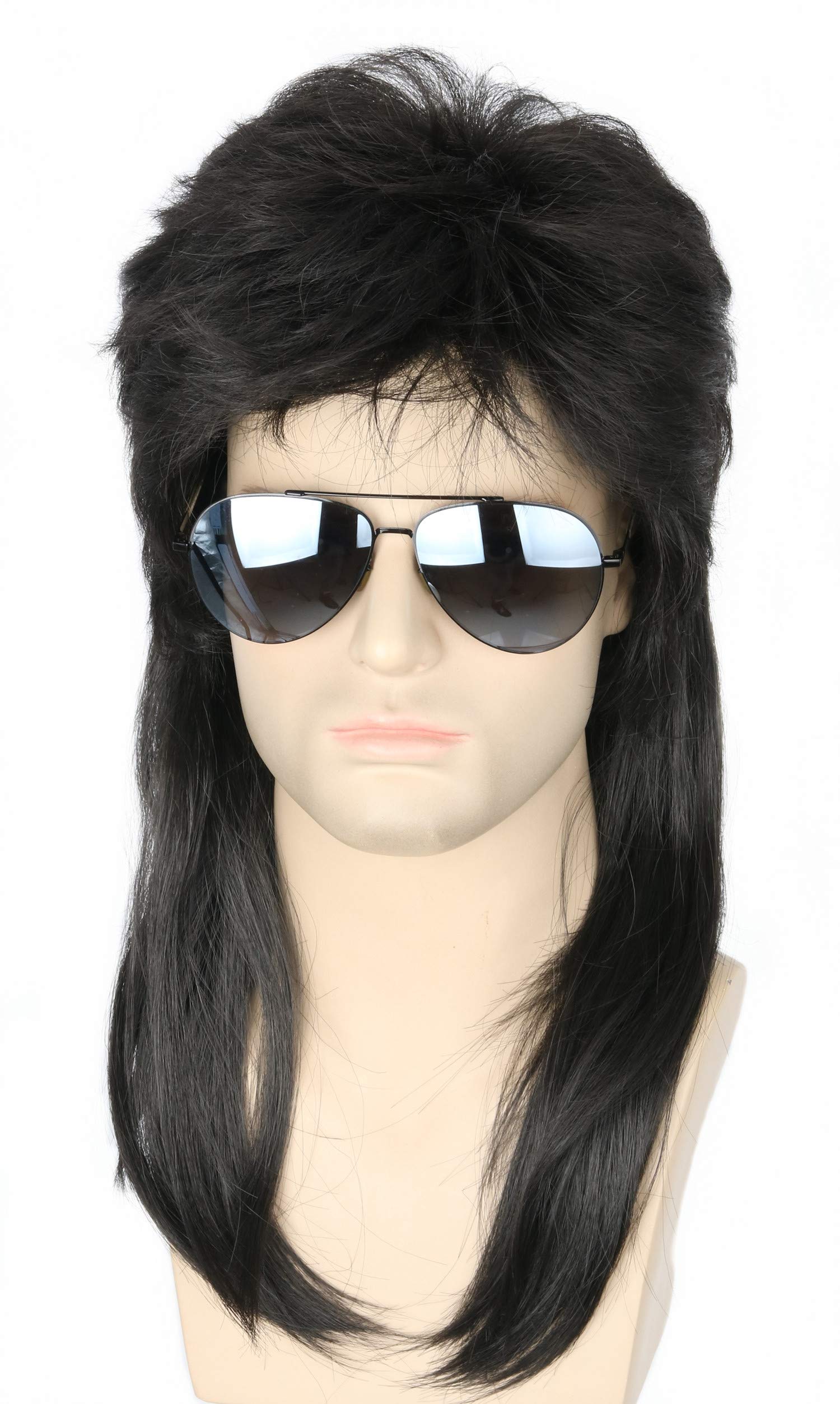 

Topcosplay Long Curly 80s Rocker Heavy Metal Punk Perfect for and Costume Parties Men s Wig, Style, Halloween, Cosplay, (Black, Straight)