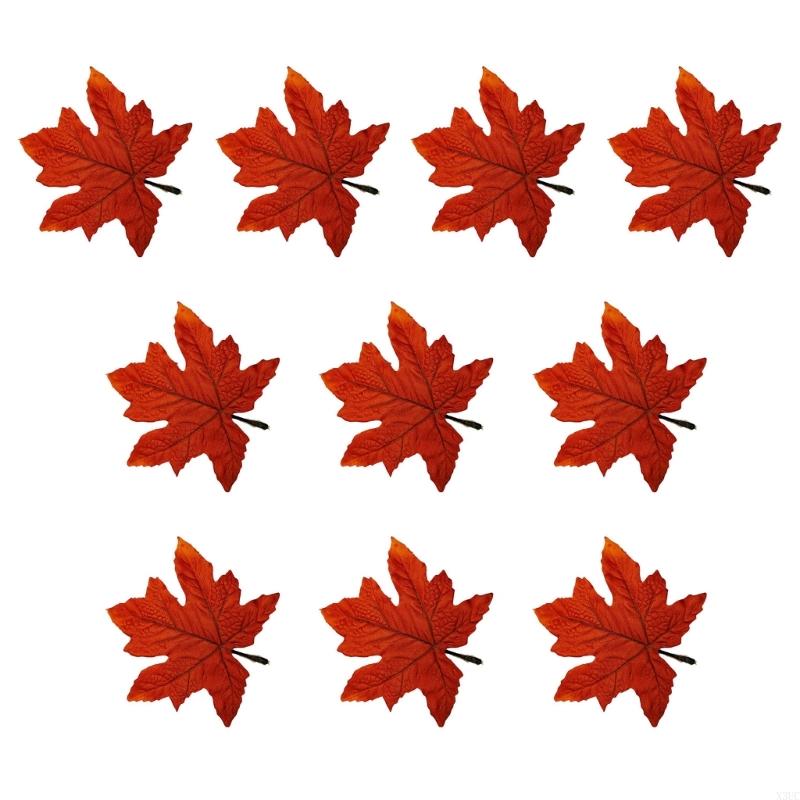 10PCS Bright Fabric Maple Cutouts Fall Party Decoration Supplies X3UC