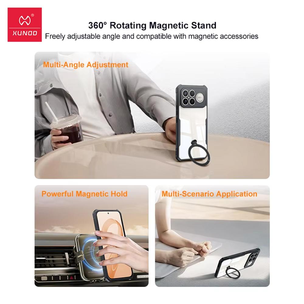 For Xiaomi Redmi K90 Max Case XUNDD Luxury Casing Matte Transparent Phone Cover Shockproof Protective Cases With Magnetic Ring Holder