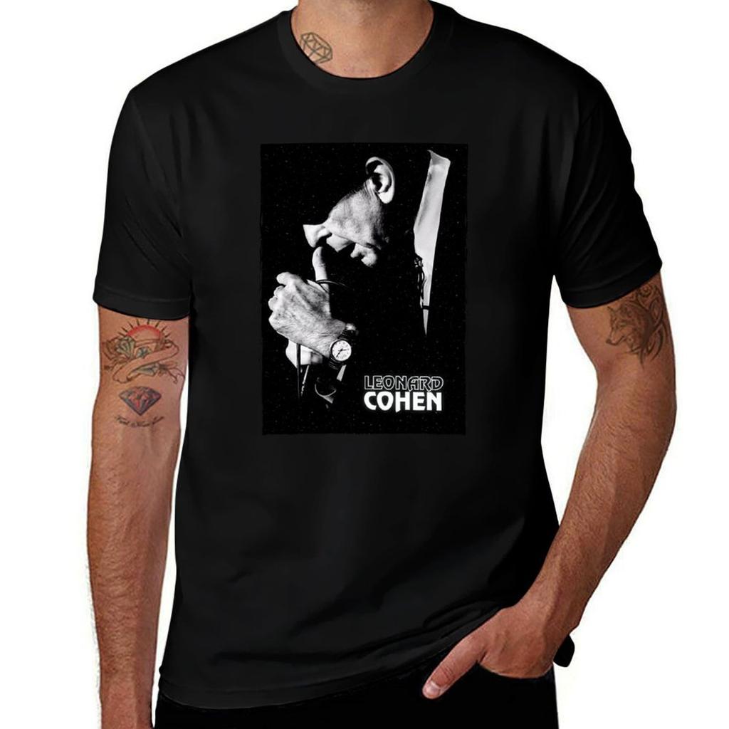 Leonard Cohen Singer Leonard Cohen Leonard Cohen Tee T-Shirt Active Sports Short Sleeve Cotton