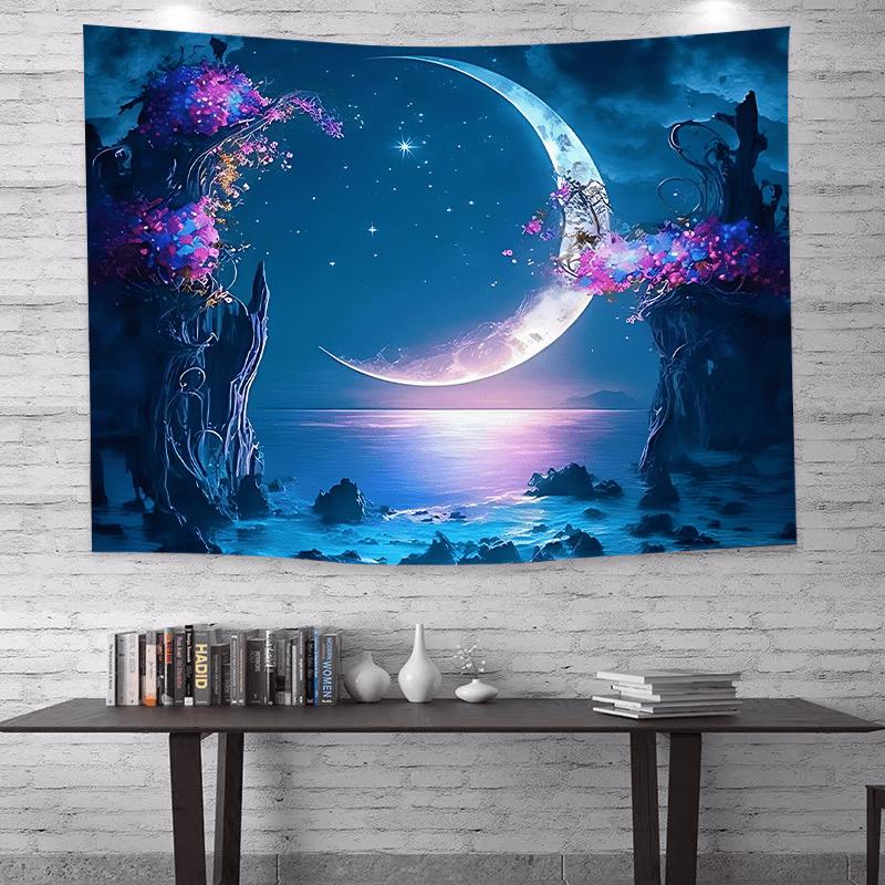 Enchanted Moonlit Tapestry With Floral Archway For A Dreamy Bedroom Decor