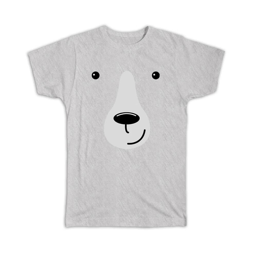 Gift T-Shirt : Cute Polar Bear Face Wild Animal Wildlife Funny Drawing Nursery 4XL