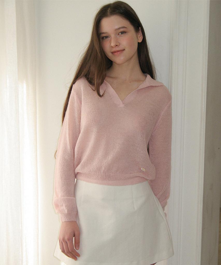 Sseomweeobeoteo See-Through Collar Knit - Pink