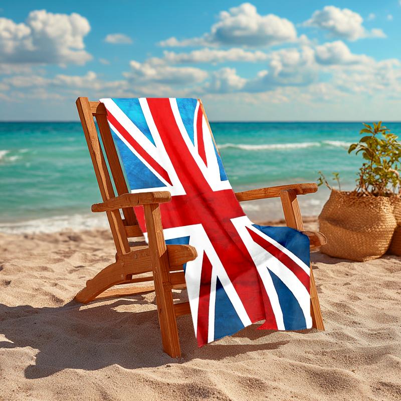 1Pc Union Jack Flag Beach Towel, Quick Dry, Multi-Use for Beach Pool Gym Yoga Home Travel, Christmas, Halloween, Xmas Gift Em92818