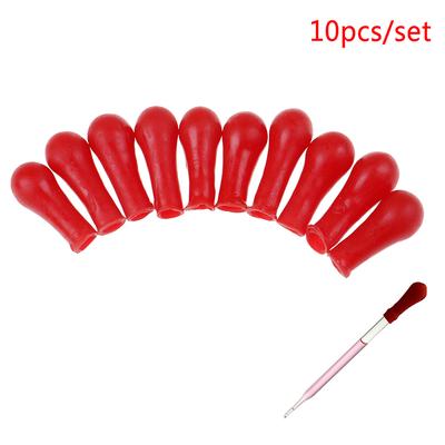 10 Uds cuentagotas cabeza de bombilla de goma roja botella de caída insertar pipeta suministros de laboratorio
