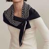 Nordic Style Silk Striped Pattern Large Square Scarf Punched Silk Scarf Ins Classic Versatile Handmade Hand Roll