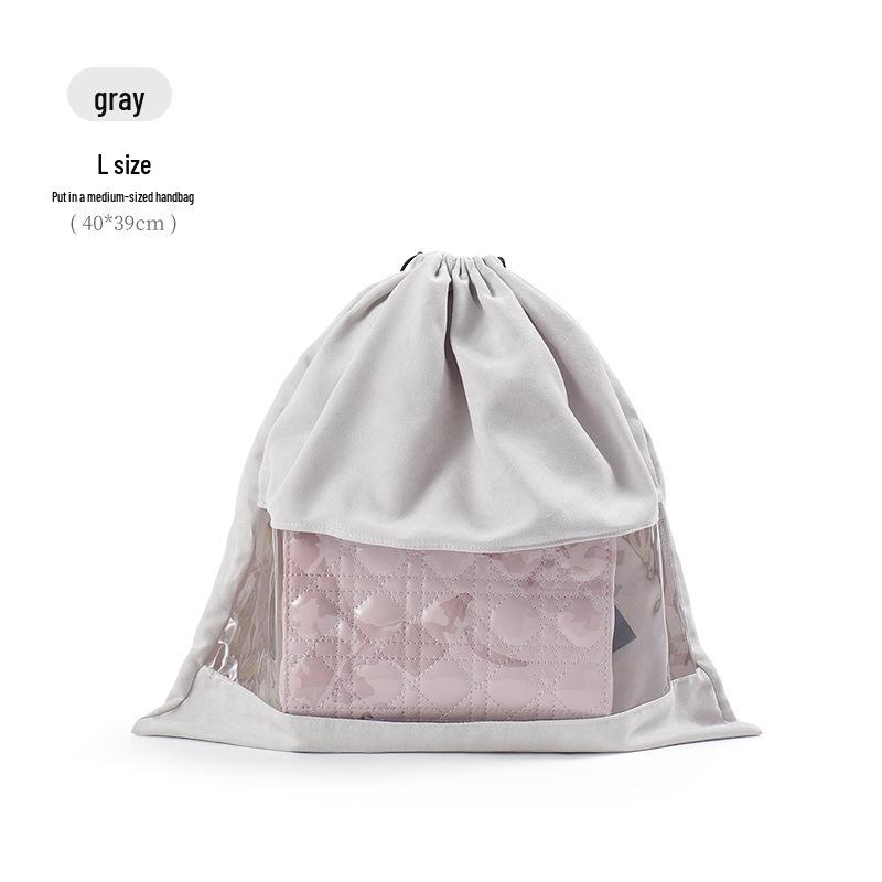 Luxury Transparent Moistureproof Drawstring Storage Bag with Breathable Dustproof Flocking
