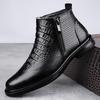 New British Style Men Genuine Leather Round Toe Chelsea Boots Flat Designer Outdoor Antiskid Business Shoe Fashion Walking Shoes
