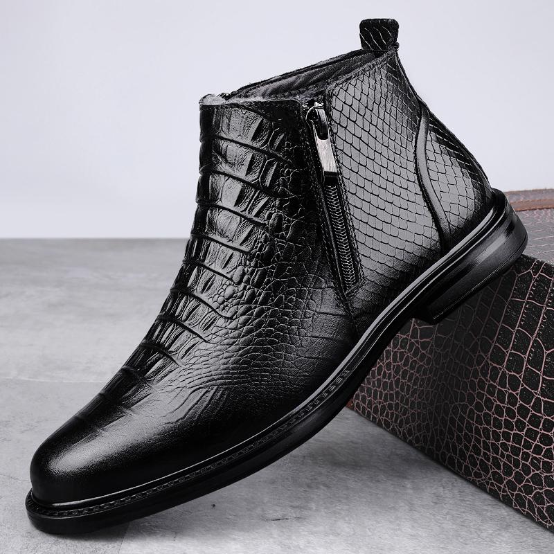 New British Style Men Genuine Leather Round Toe Chelsea Boots Flat Designer Outdoor Antiskid Business Shoe Fashion Walking Shoes
