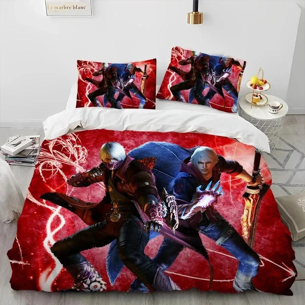 D-Devil May Cry DMC Spiel Gamer Bettdecke Bettwäsche-Set Bedruckte Bettbezug Kissenbezug Einzel Doppel Queen Super King Größe Sets