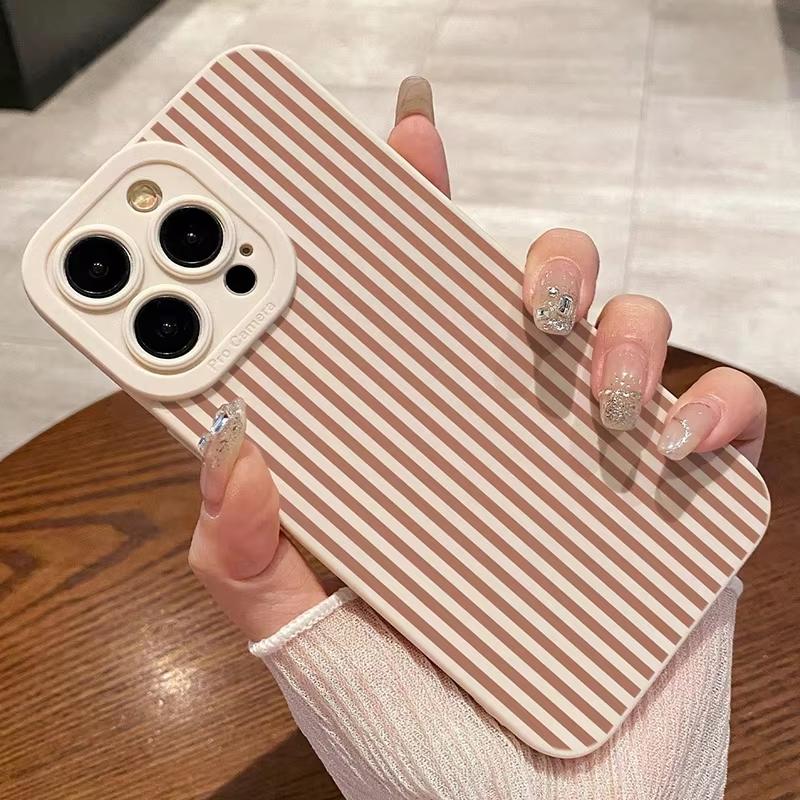 Minimalist Vertical Stripe Pattern Phone Case for iPhone 17 16 15 14 13 12 11 16E Series Pro Max Plus Double Layer Protection