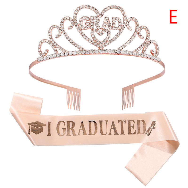 

Выпускная атласная лента 2025 Блестящая корона для украшения выпускного вечера, реквизит для фотобудки, выпускные принадлежности для бакалавра