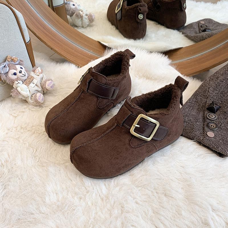 

Women s lightweight thick-soled winter warm one-step snow boots lined with fleece non-slip wear casual sports cotton shoes 40 темно-коричневого