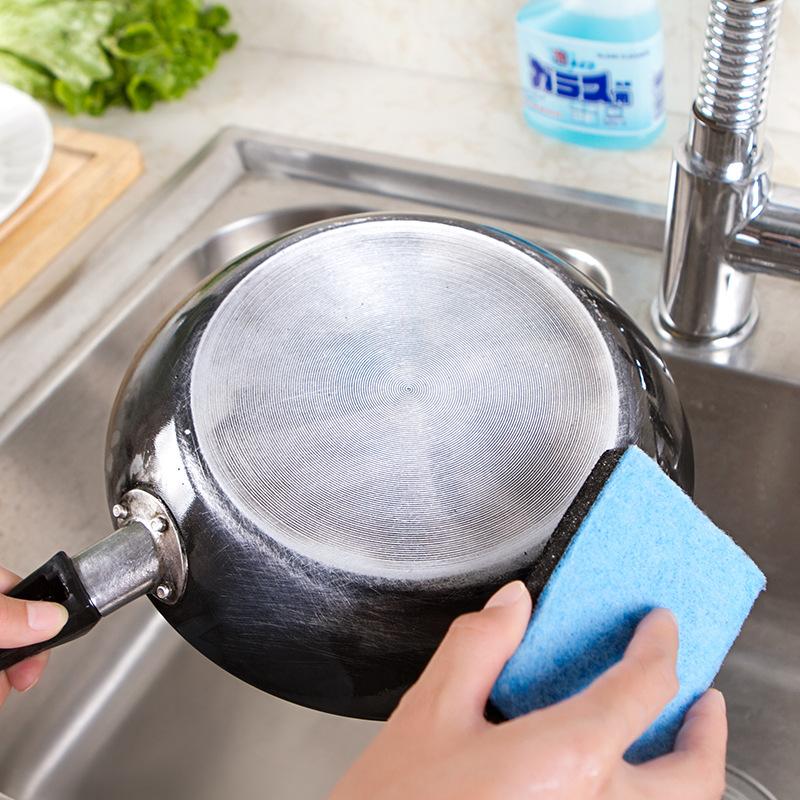 Emery sponge composite scouring cloth, double-sided double-effect cleaning and decontamination kitchen cleaning sponge block