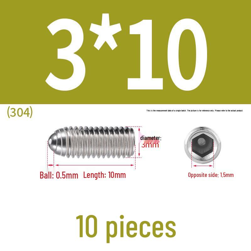Stainless Steel Ball Plunger Set: M2.5-M16 Ball Screw Positioning Spring Plunger