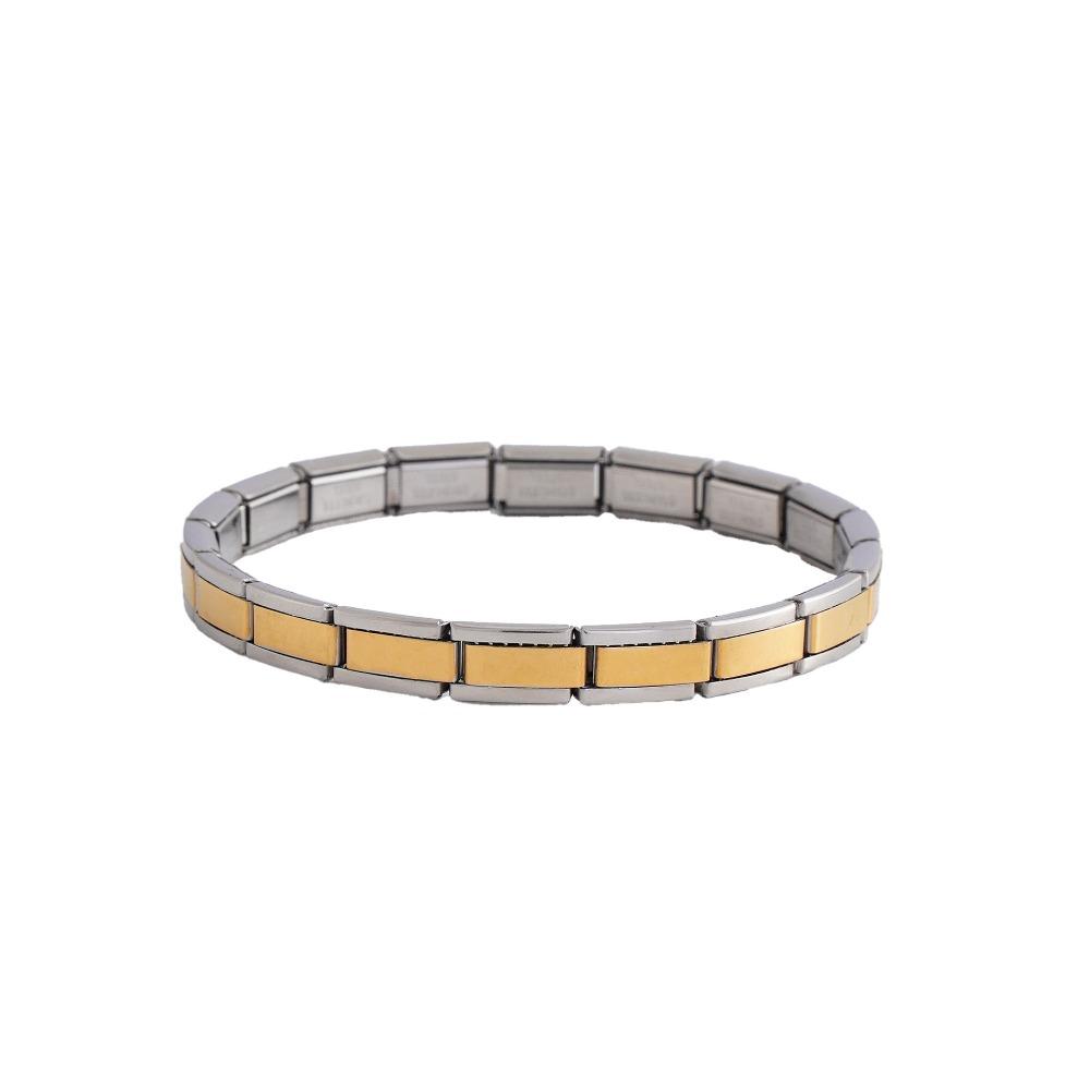 Stretchable Italian Chain Link Bracelet 7mm Popular Modular Stainless Steel Bracelet Square HipHop Elastic Hand Chain Jewelry