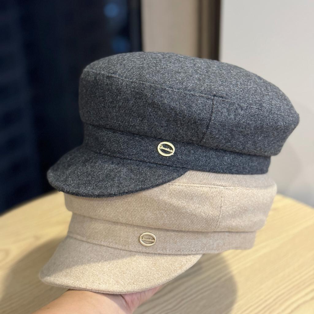 New Octagonal Hat for Women in Autumn and Winter Showing Face Small and High End Korean Style Woolen Painter Beret Warm Peaked Cap