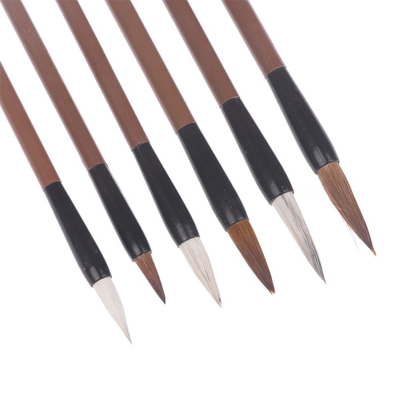 6 Stück Traditionelle Chinesische Weiße Wolken Bambus Wolfshaar Schreibpinsel Für Kalligraphie Malerei Übungspinsel Schreibwerkzeuge