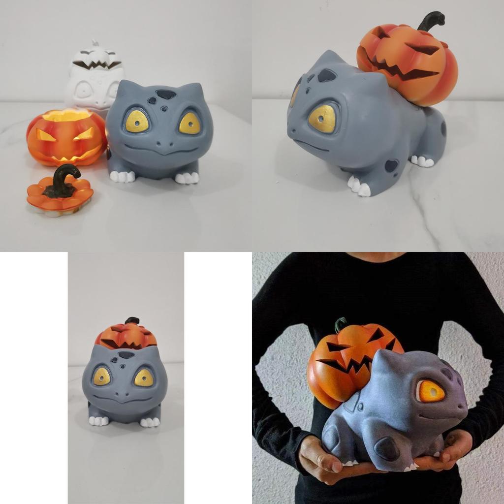 Entzückende handgefertigte Halloween-Kürbis-Resin-Ornamente mit Bisasam für gemütliche Räume
