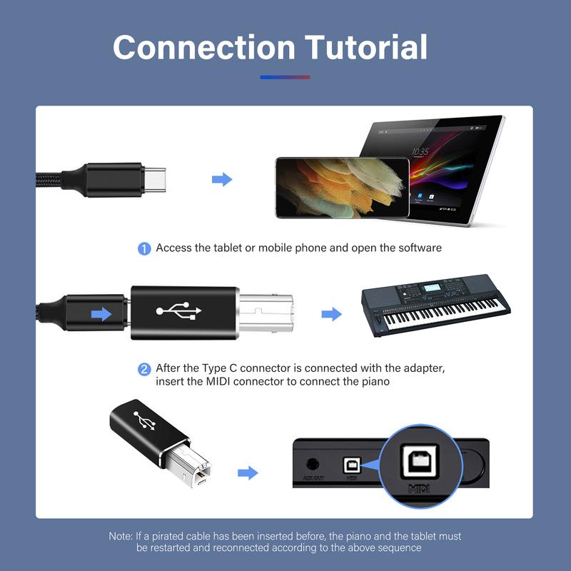 Suitable for Type-c To Square Usb Adapter Electric Piano Electronic Printer Adapter TYPE-C Female Head To MIDI Head Drum