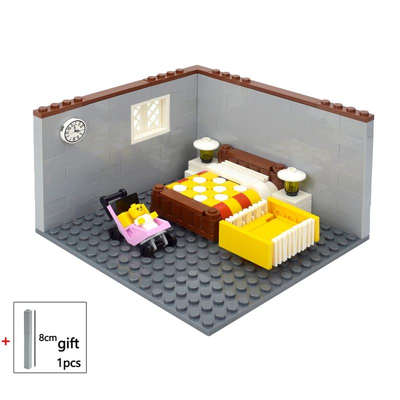 City House Building Blocks Toys MOC Furniture Model Bricks Bedroom Living Room Bathroom Pool Table Study-room For Children Gifts