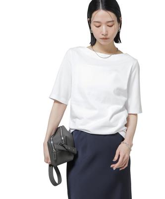 [Nano Universe] Anti-Soaked (R) Sweat Stain Resistant Boat Neck T-Shirt, Women's, Size M, 030 White, 669-6124303