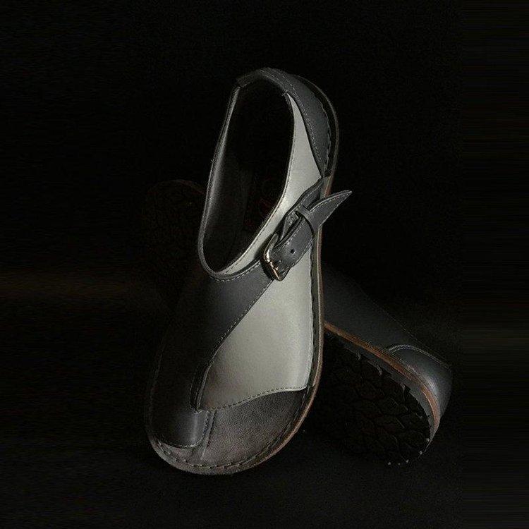 Bohemia Damskie Sandały Letnie Buty dla Pani Retro Skóra PU Odkryte Palce Klapki Plażowe Pasek z Klamrą Obuwie Nowe Klapki