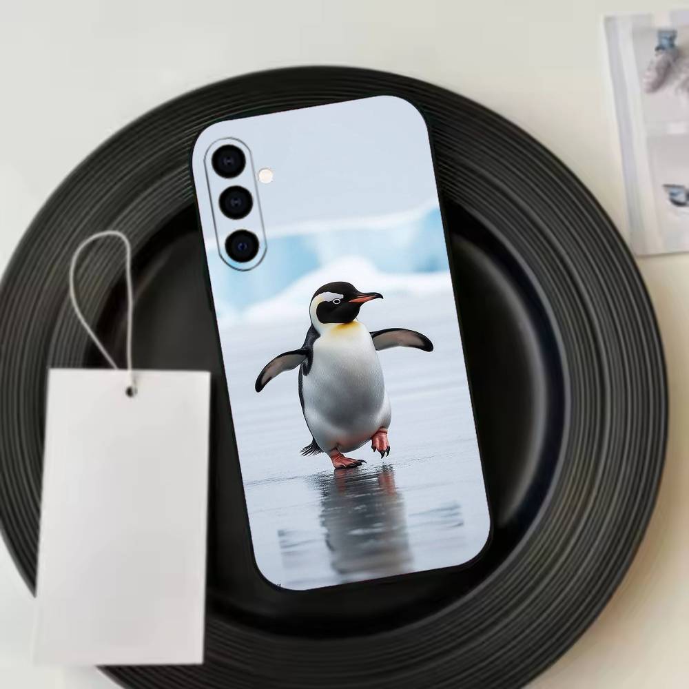 Funny Happy Cute P-Penguin  Phone Case For Samsung Galaxy A73,A72,A71,A70,A53,A52,A51,Soft Silicone Black Cover