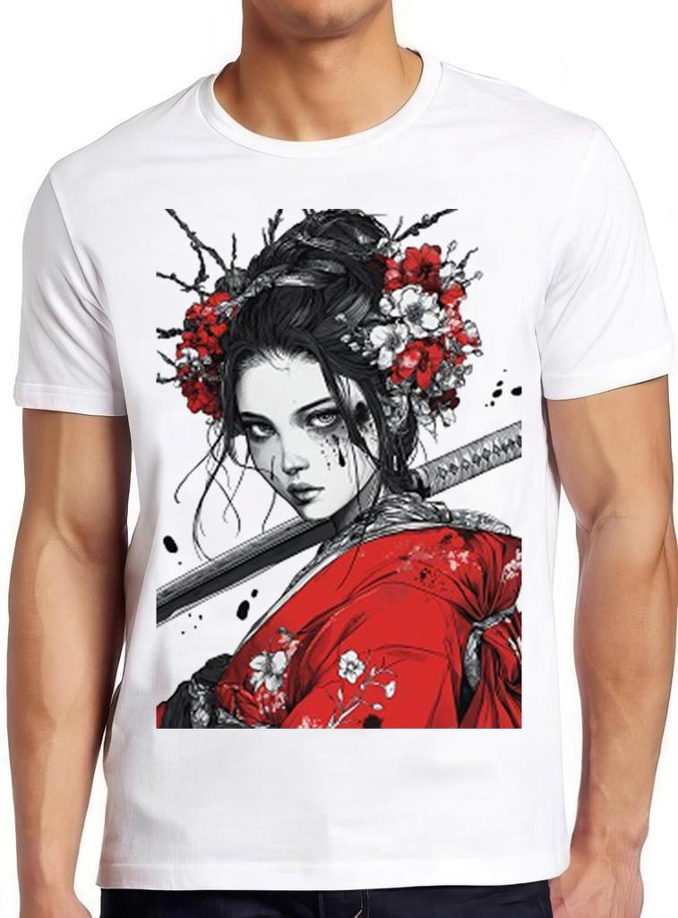 Mecha Geisha Art Japonais Dessin Film Japon Samouraï Cadeau Tee T Shirt 2416