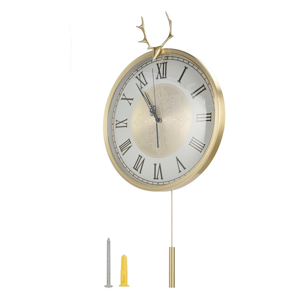 Zegar ścienny cichy miedziany w stylu europejskim zegar wahadłowy z czystej miedzi do wnętrza salonu