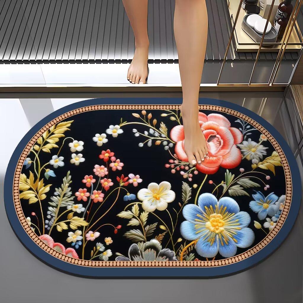 Výšivka v čínském stylu Větrná diatomová bahenní rohož Absorpční Špinavá koupelnová protiskluzová rohož Domácí koupelna Snadno se udržuje Rohožka na nohy