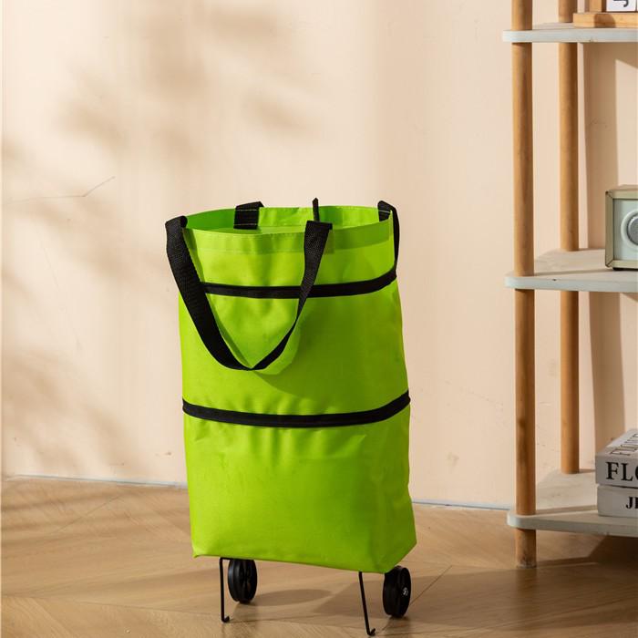 Folding Waterproof Oxford Cloth Shopping Bag with Trolley Wheels