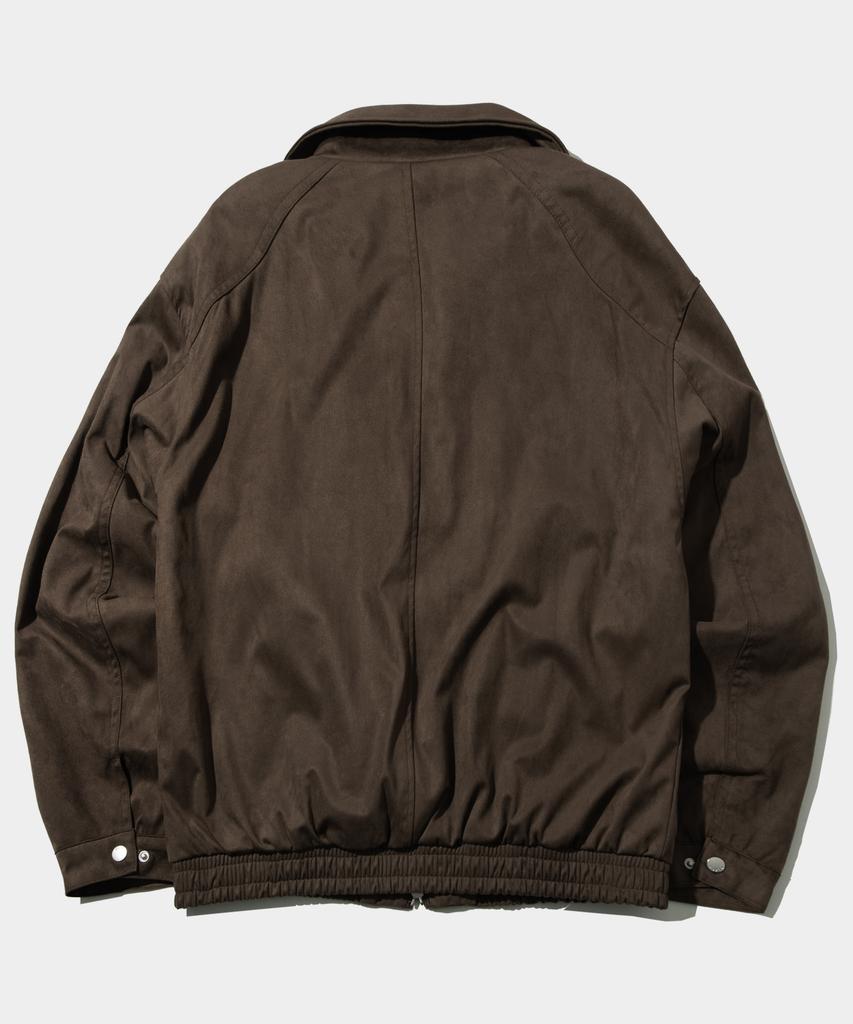 Placestudioman Pull-Up Suede Minimal Western Cut Collar Zip-Up Jacket [Brown]