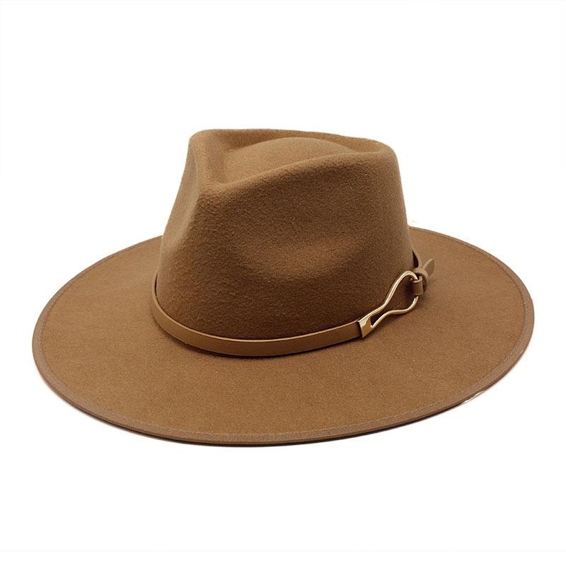 Seasonal Hemming Big Eaves Peach Heart Top Metal Flat Edge Top Hat Men'S And Women'S Woolen Jazz Hat